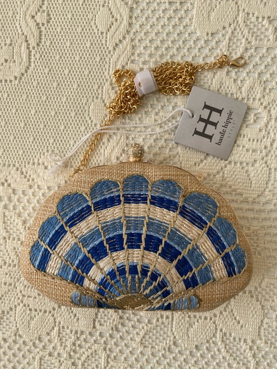 Haute Hippie Handbags - Haute Hippie Shell Clutch with Gold Chain
